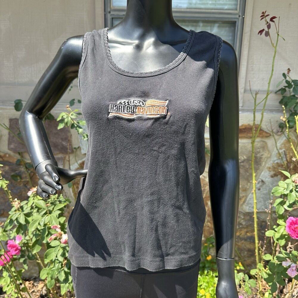 Vintage Harley Davidson Tank Top Womens Size Large Made In USA Stillwater Biker